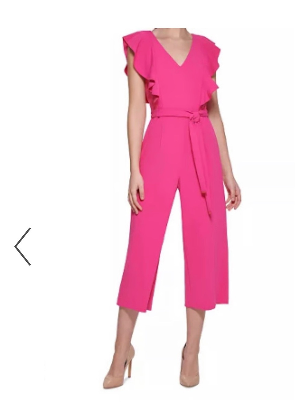Tommy Hilfiger Pink Ruffle Cropped Jumpsuit 10